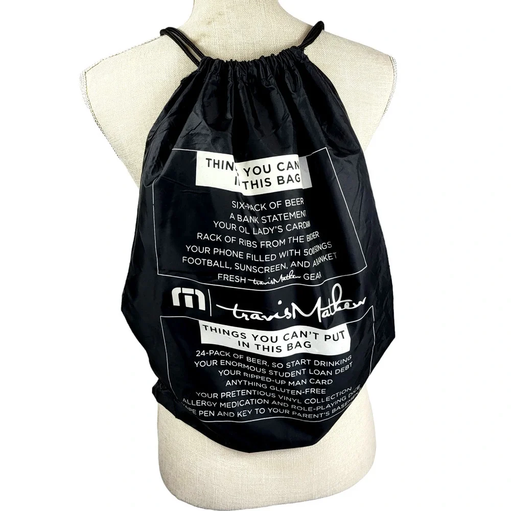 Travis Mathew Black Drawstring Backpack  #‎ 653